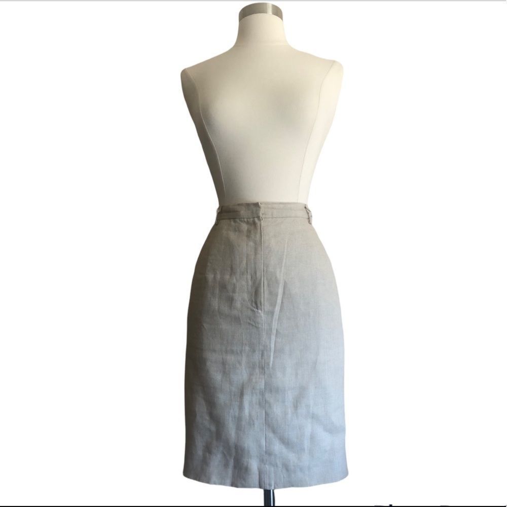 Lord & Taylor 100% LINEN pencil skirt front zipp split on the back size 8